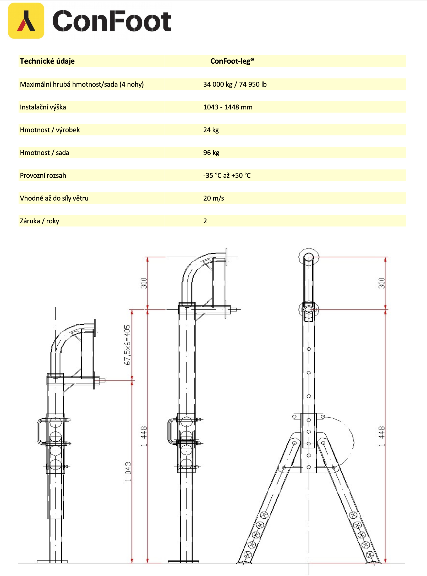 Specifiche tecniche delle gambe dei container <a href=